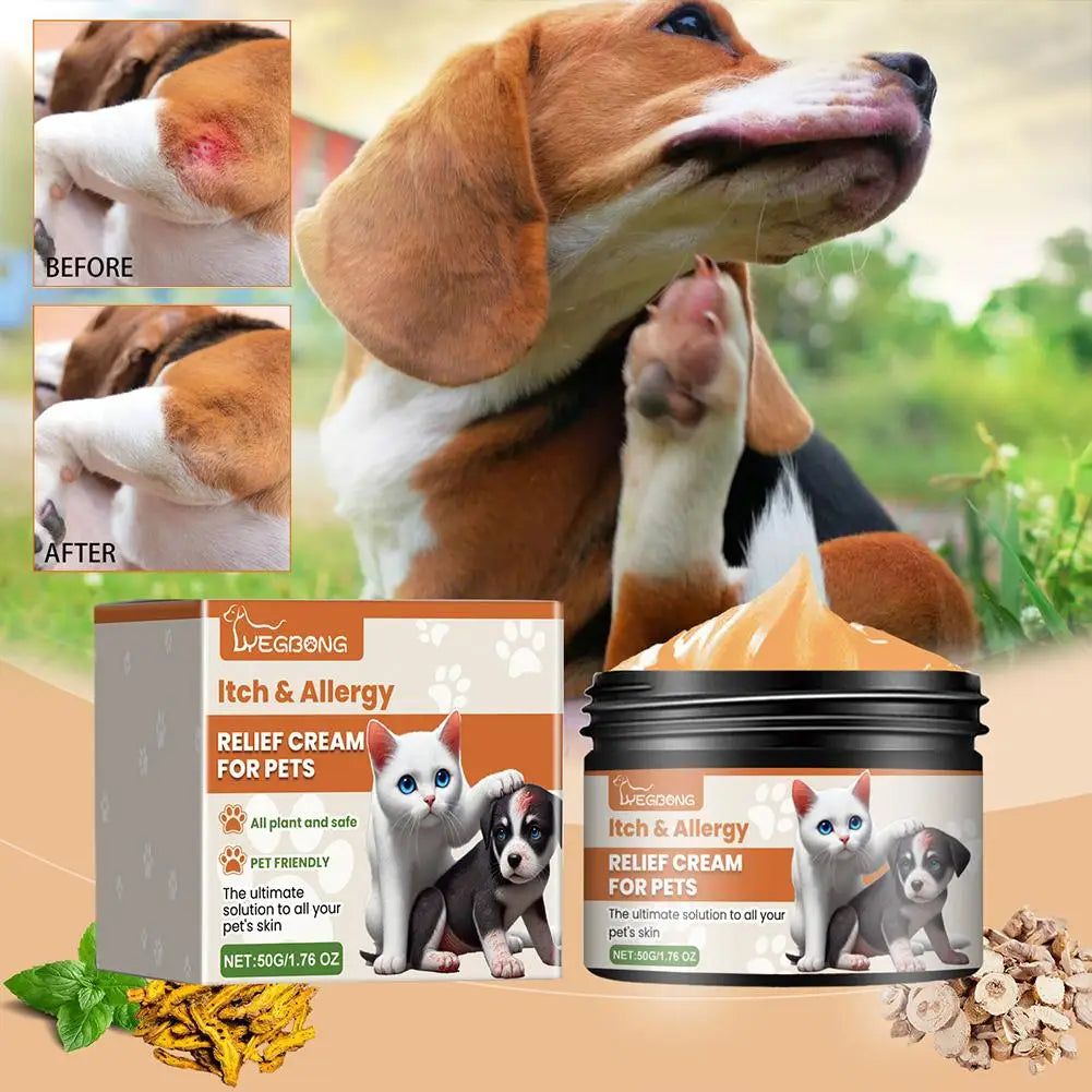 Pet Allergy and Itch Relief Cream for Dogs Cats Skin Health Care Cream 50g Skin Yeast Infections Ringworm Rashes