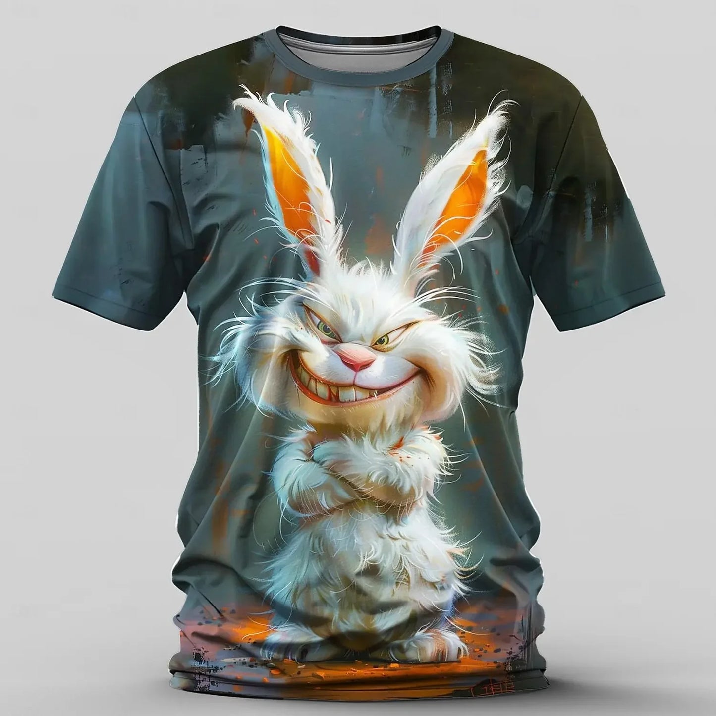 Funny 3D Rabbit Print T Shirt For Men Summer Quick Dry Breathable Short Sleeve Tees Casual O-neck Pullover Oversized Men's Tops