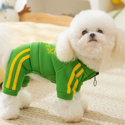 Fashion Print Dog Clothes Sports Casual Dog Jumpsuits Warm Soft  Hoodies