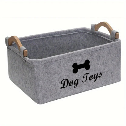 1pc Felt Pet Toy Box, Dog Toy Box, Storage Basket