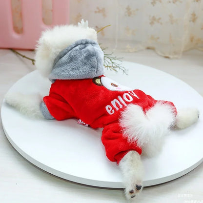 1PC Pet Apparel Dog Autumn and Winter Thickened Furniture Red Bear