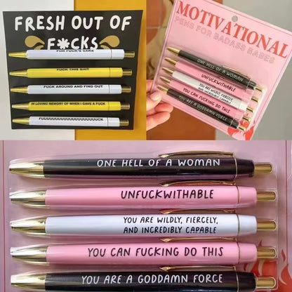 5PCS/Set Funny Motivational Badass Pen Set for Writing Lovely Signature Pens