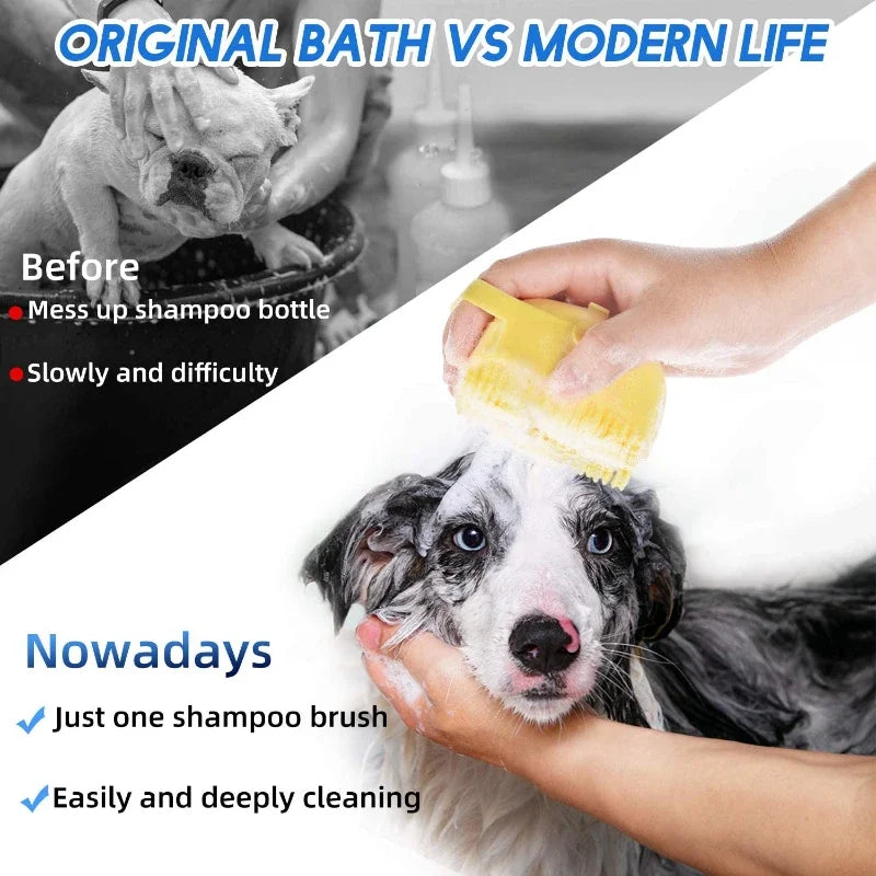 Pet Dog Shampoo Brush 2.7oz 80ml Cat Massage Comb Grooming Scrubber