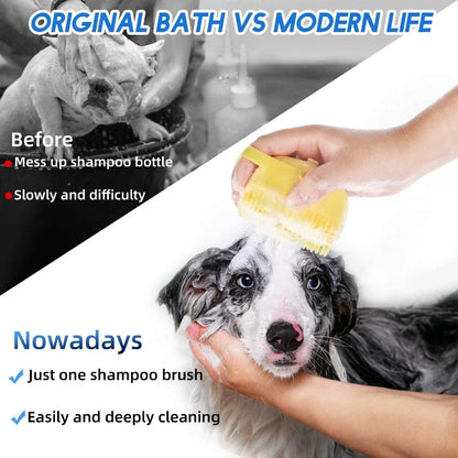 Pet Dog Shampoo Brush 2.7oz 80ml Cat Massage Comb Grooming Scrubber