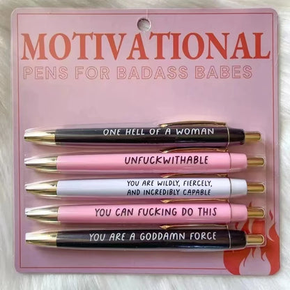 5PCS/Set Funny Motivational Badass Pen Set for Writing Lovely Signature Pens