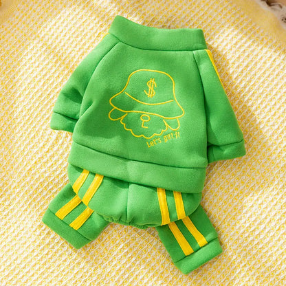 Fashion Print Dog Clothes Sports Casual Dog Jumpsuits Warm Soft  Hoodies