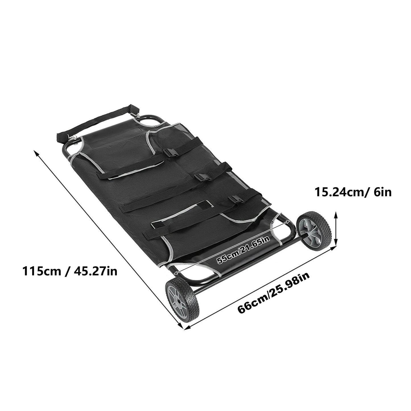 Pet Animal Transport Stretcher Foldable Dog Veterinary Carrier With Two Wheels And Mesh Strong Load Capacity