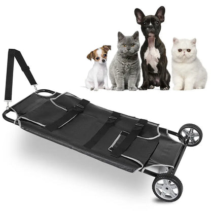 Pet Animal Transport Stretcher Foldable Dog Veterinary Carrier With Two Wheels And Mesh Strong Load Capacity