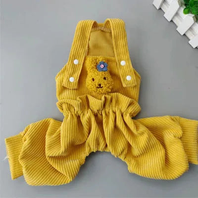 Cute Dog Jumpsuit Dog Clothes Pink Yellow Strap Jumpsuit